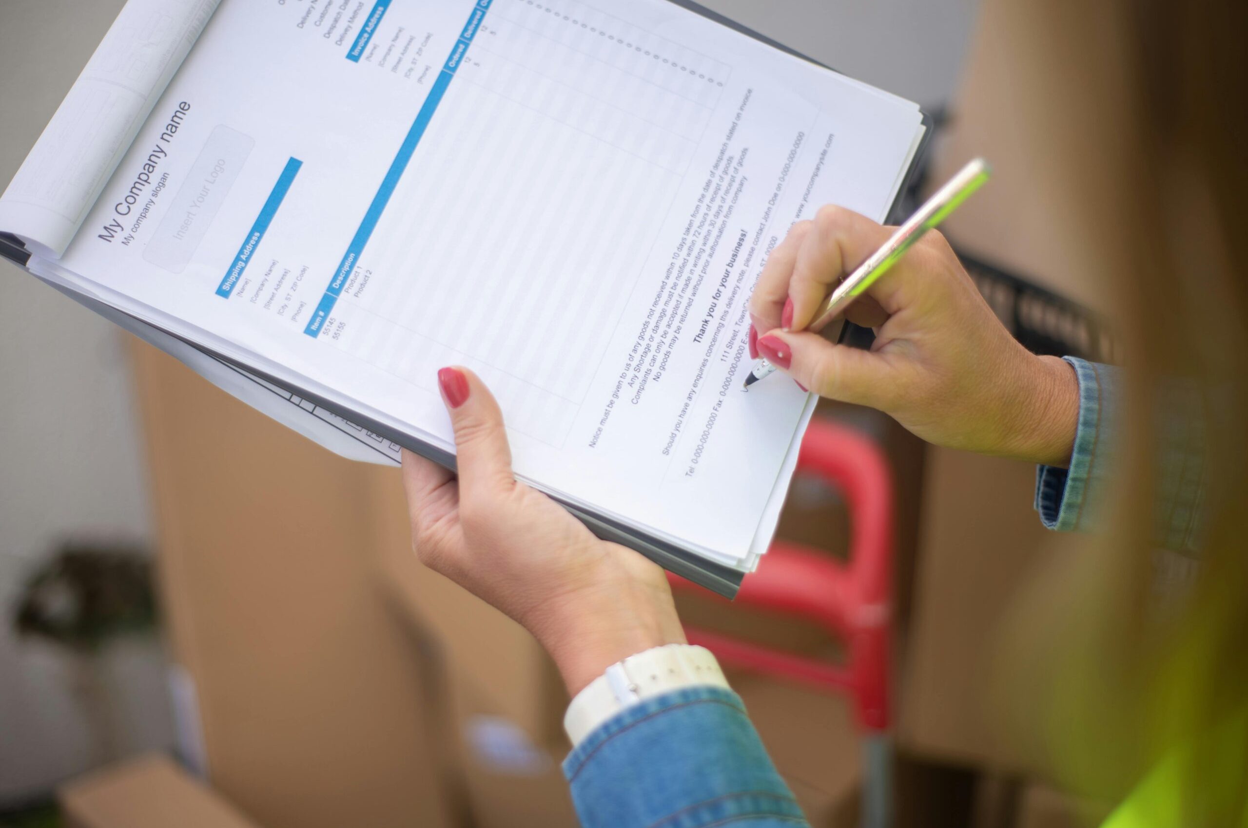 pexels-photo-7843979-7843979 Close-up of woman's hand signing a document on a clipboard. Ideal for business and legal themes.